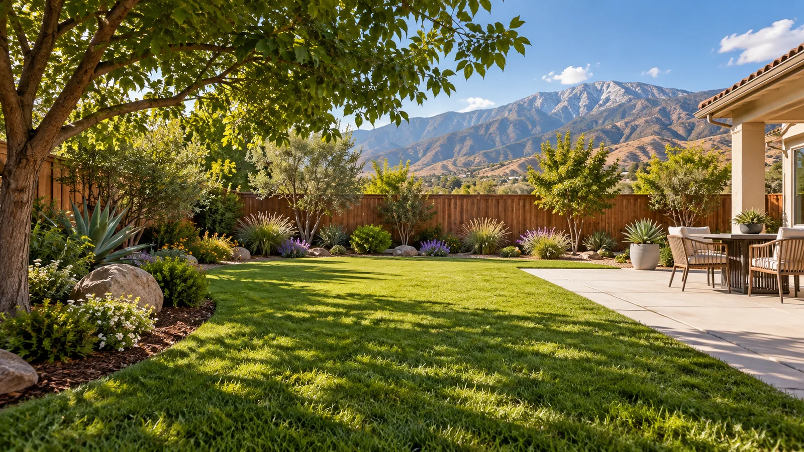 Illustrative residential backyard